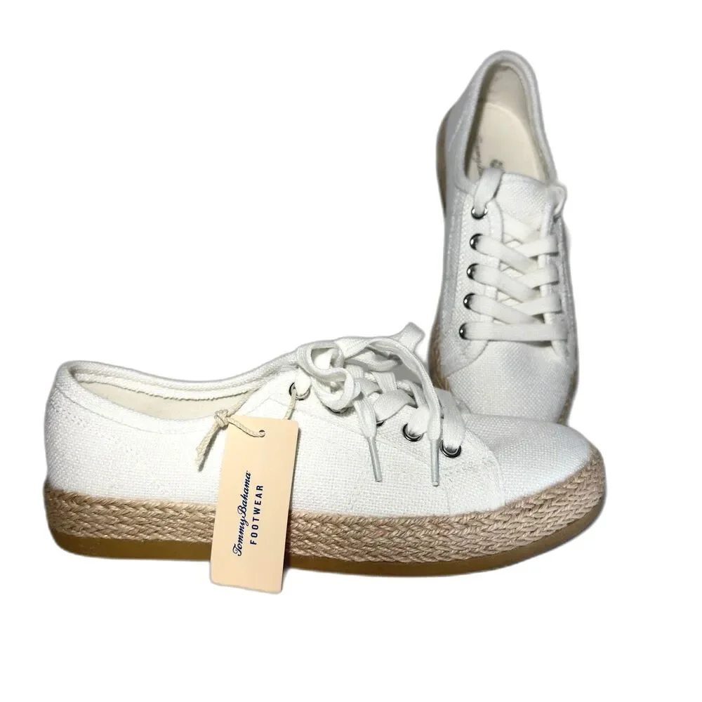 Tommy Bahama Galana Women’s 7.5M White Canvas Espadrille Sneakers NWT